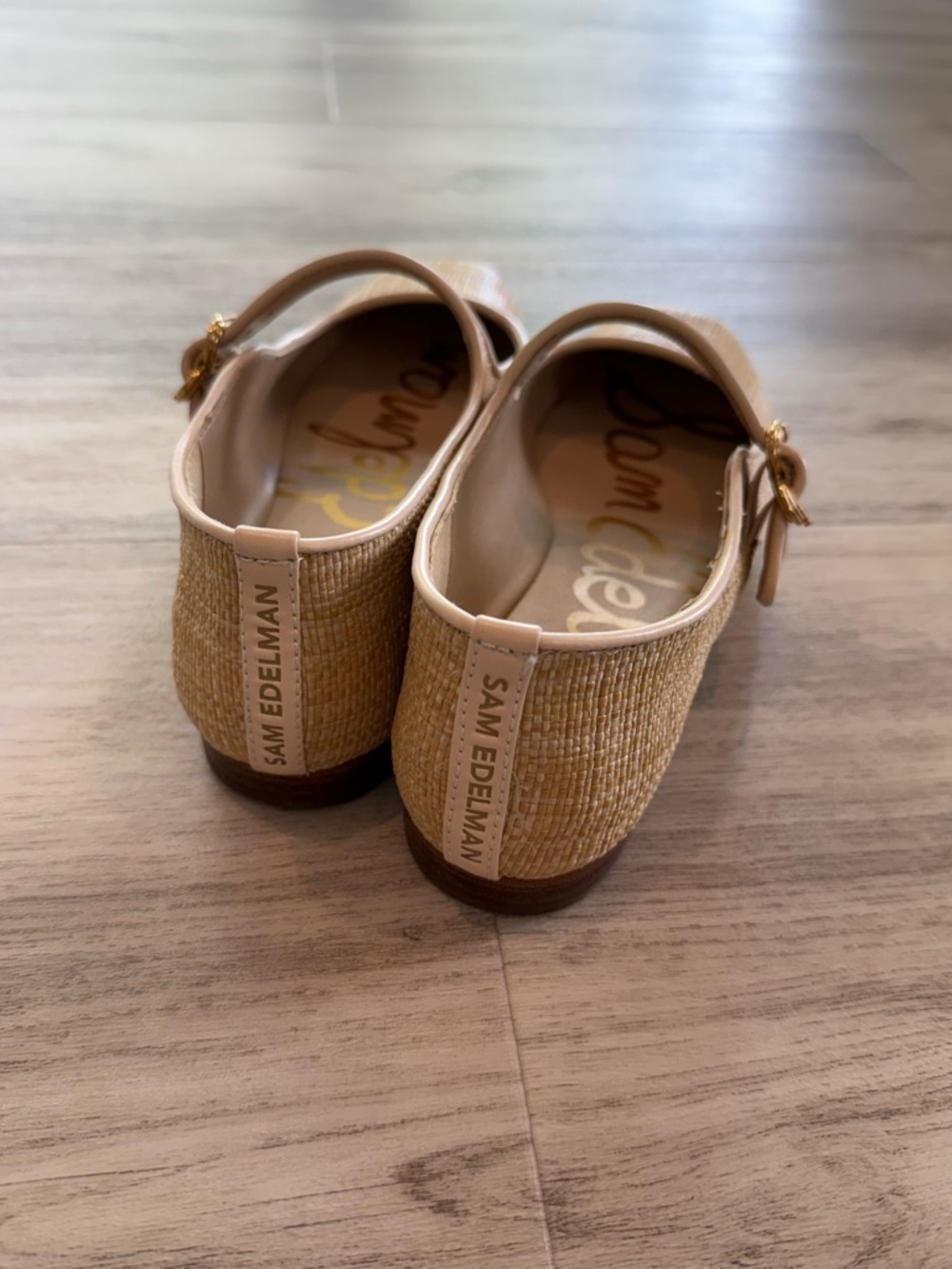 Sam Edelman Straw Mary Jane Flats in Light Beige - Picture 3 of 5
